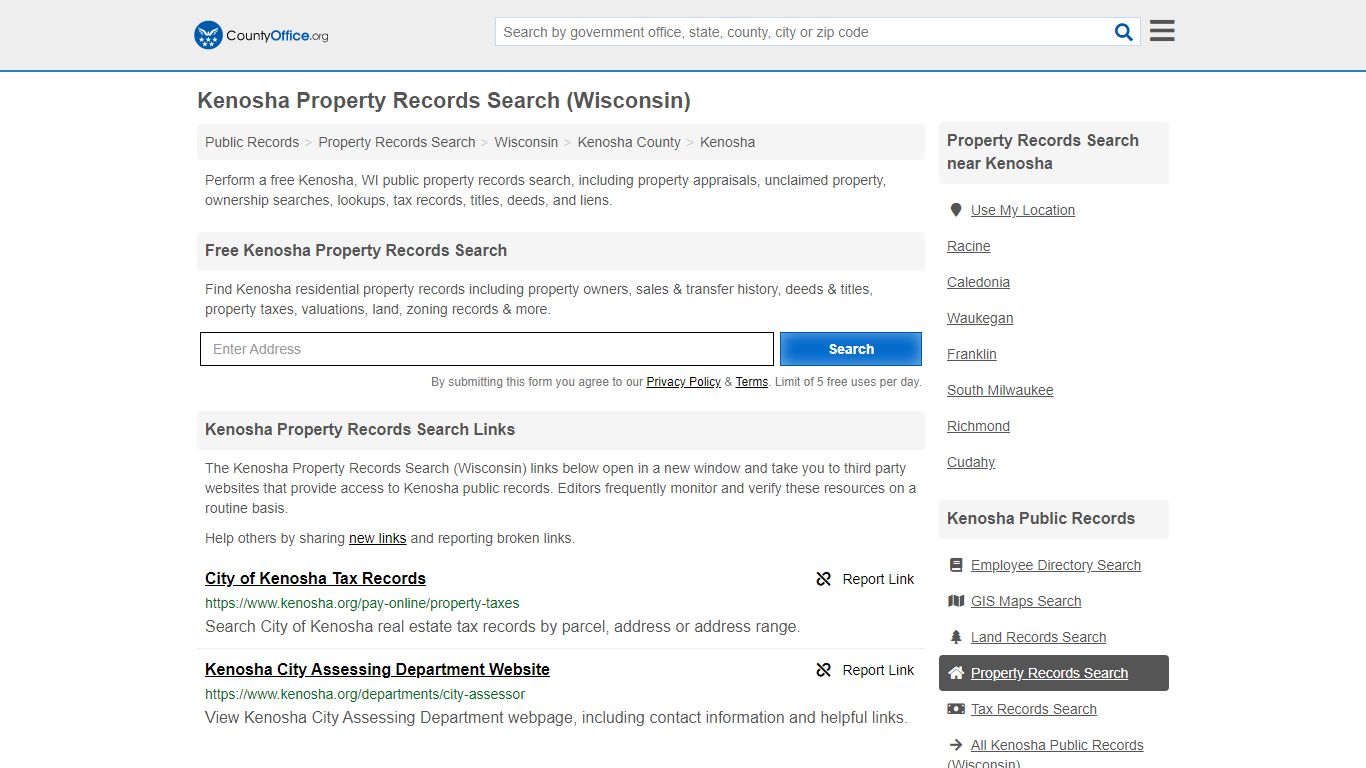 Property Records Search - Kenosha, WI (Assessments, Deeds ...