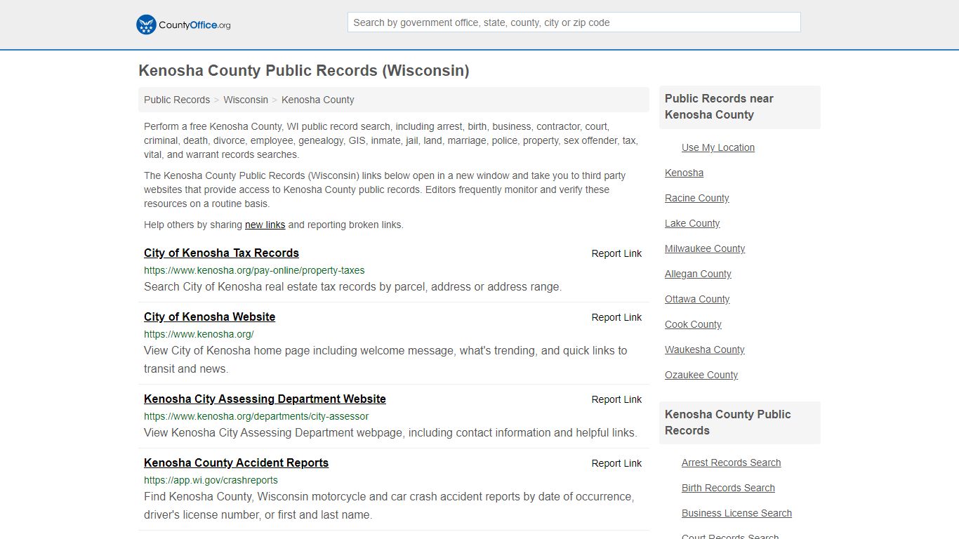 Public Records - Kenosha County, WI (Business, Criminal ...